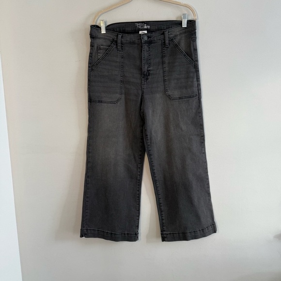 Time and Tru Denim - Time and Tru Women's Dark Gray Cropped Flare Jeans, Size 14